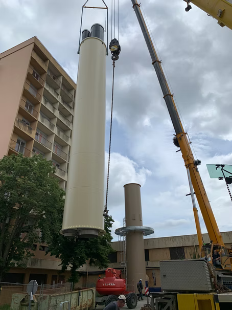 Installation de cheminée industrielle pour chaufferie centrale Ville de Saumur